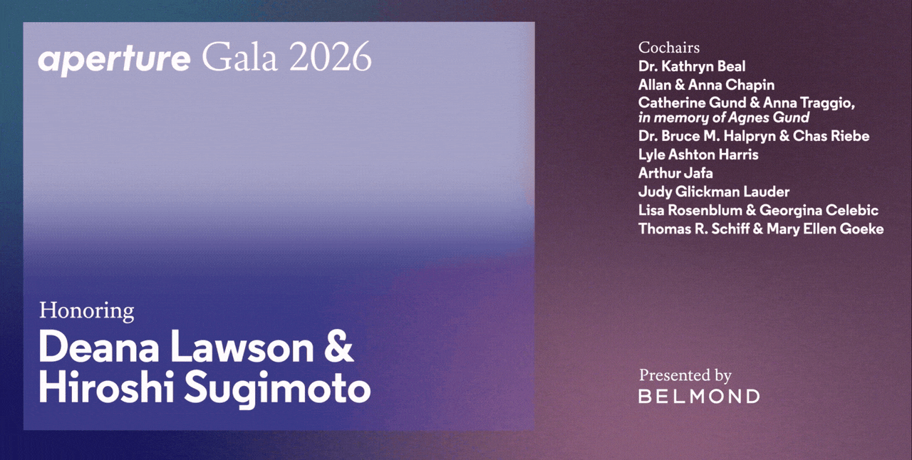 Aperture Gala 2026 official artwork honoring Deana Lawson and Hiroshi Sugimoto