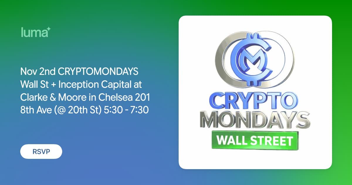Official CryptoMondays Wall Street and Inception Capital November 2 Office Hours artwork