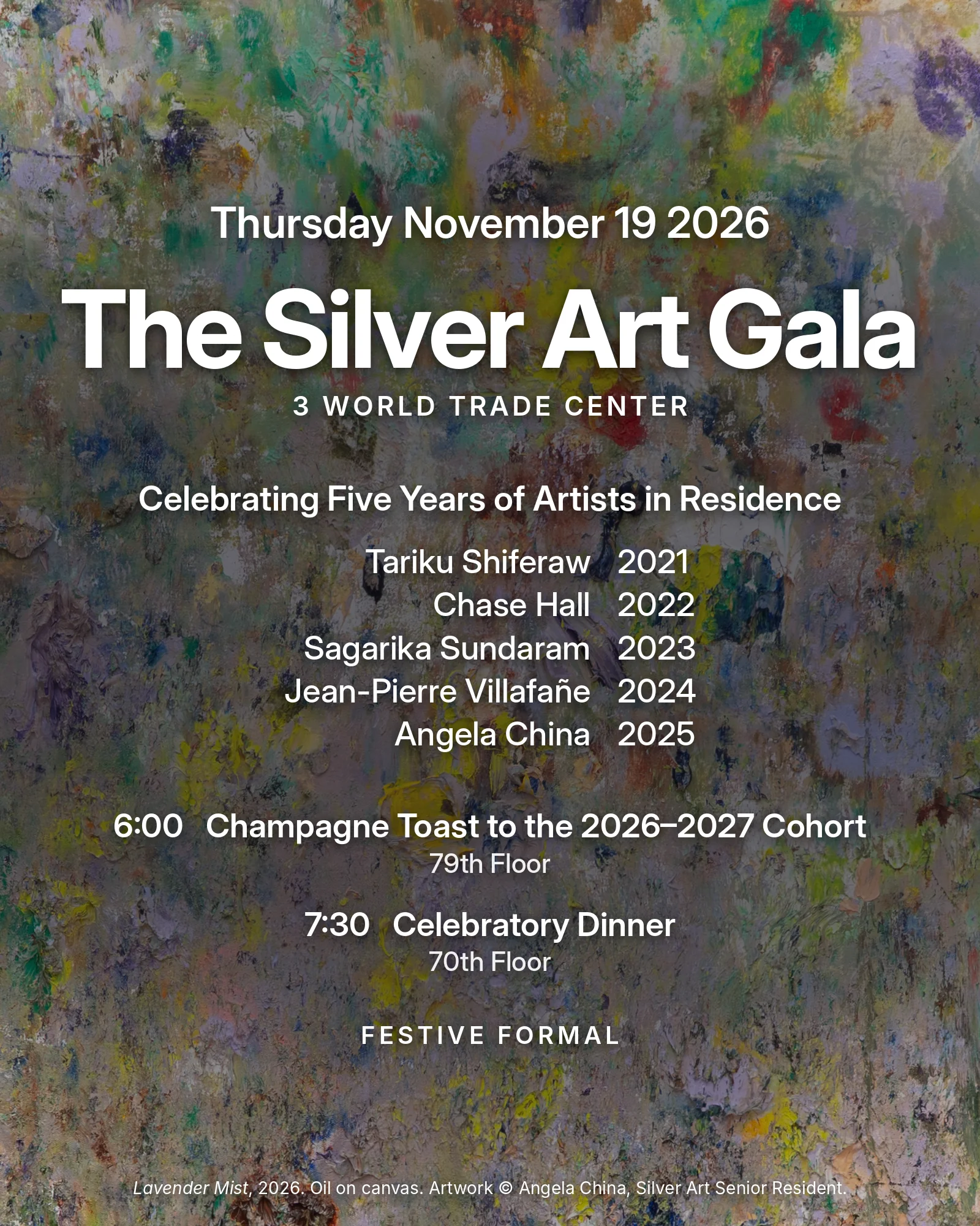Official Silver Art Gala invitation, November 19, 2026, at 3 World Trade Center